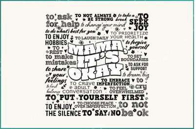 Mama It&#039;s Okay PNG, Mother&#039;s Day Inspirational Quote, Mental Health Sublimation Design, Motivational Retro Clipart, Original Designer PNG