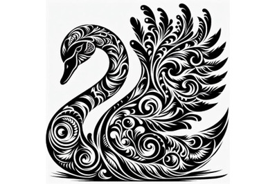12 Black And White Swan With Cset