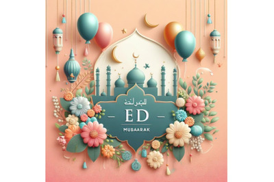 12 Eid Mubarak banner with decset