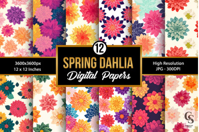Spring Dahlia Flowers Digital Papers