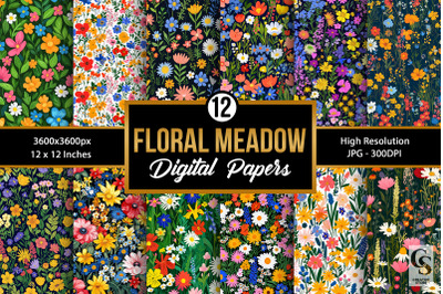 Spring Floral Meadow Seamless Patterns