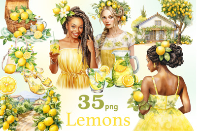 Lemon Clipart Bundle | Citrus Illustration PNG Set
