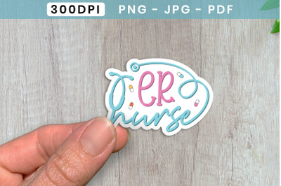 ER Nurse PNG Printable Sticker
