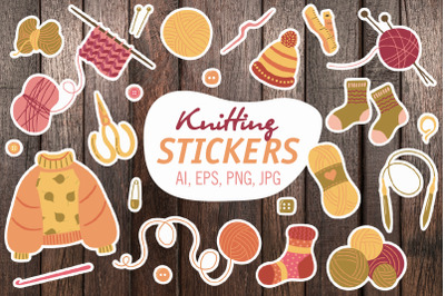 Knitting set / Printable Stickers Cricut Design
