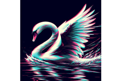 12 Illustration Swan in Glitchset