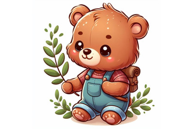 12 baby bear holding tree leafset