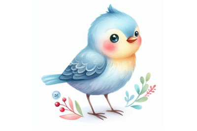 12 cute bird watercolor vectorset