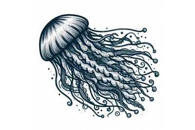 12 Hand drawn vector jellyfishset