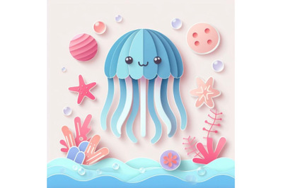 12 Isolated cute jellyfish Papset