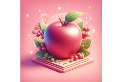 12 illustration of  Apple , pink bundle