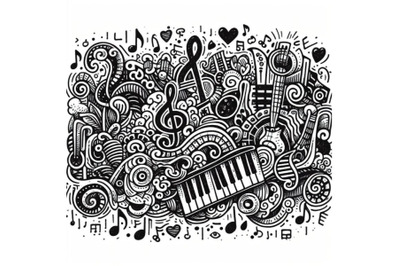 12 Doodle melody art isolated on bundle