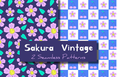 Sakura Vintage Seamless Patterns