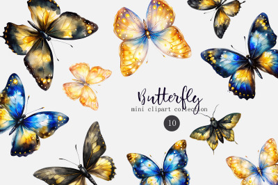 Butterfly watercolor clipart set