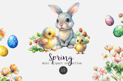 Spring watercolor clipart set