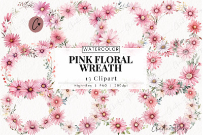 Pink Floral Wreath Clipart