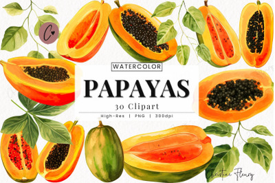 Watercolor Papayas Clipart