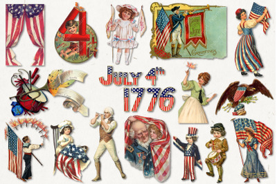 July 4 Independence Day Vintage Clipart