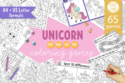 Unicorn coloring games and activities for kids