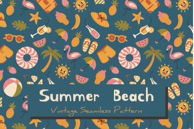 Summer Beach Vintage Seamless Pattern