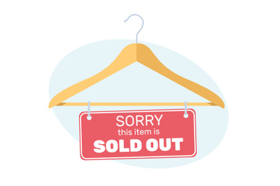 Trempel with sign sorry this item is sold out. Empty clothes hanger. S