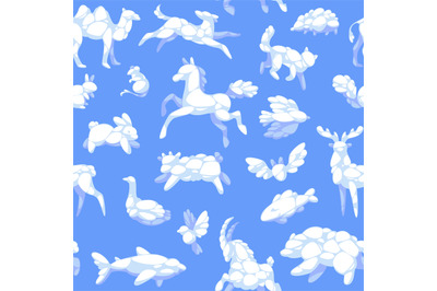 Cartoon animal clouds seamless pattern. Imagination kids elements&2C; flu