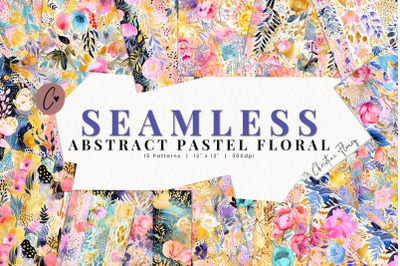 Seamless Abstract Pastel Floral Patterns