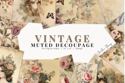 Vintage Muted Decoupage Digital Paper