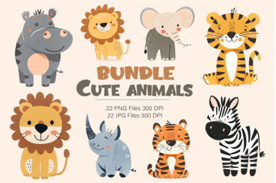 Bundle Cute animals. TShirt Sticker.
