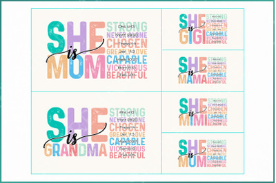 She is Mom PNG Bundle , Empowered Women Quote, Strong Mom Mother&#039;s Day PNG, Mom Life Gift for Mom, Brave Mama PNG, Mother&#039;s Day Shirt Design