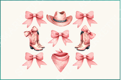 Coquette Cowgirl PNG Pink Ribbon Design, Western Sublimation Designs, Trendy Cowgirl Boots, Aesthetic Baby Tee, Y2K Graphic Instant Download