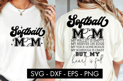 Softball Mom My Wallet Is Empty SVG Cut File PNG