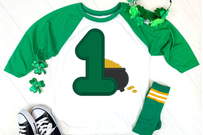 First St Patrick&#039;s Day 1 Pot of Gold | Applique Embroidery