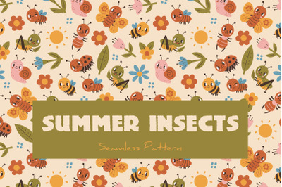 Summer Insects Seamless Pattern