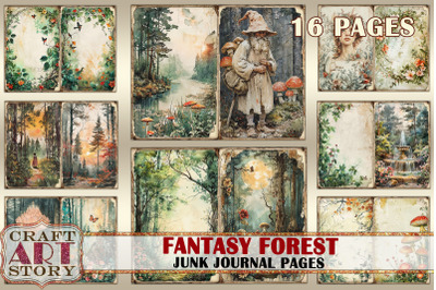 Fantasy Forest Junk Journal Pages,fairies Forest papers