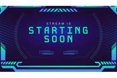 Starting stream screen ui. Game live streaming banner template, modern