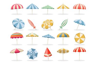Beach umbrella. Summer parasol&2C; protection from sun flat design&2C; color