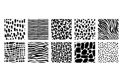 Black and white animal patterns. Seamless print of wild nature skin te