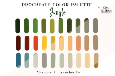 Jungle Procreate Palette. Bright Summer Color Swatches