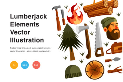 Lumberjack Elements Vector Illustration