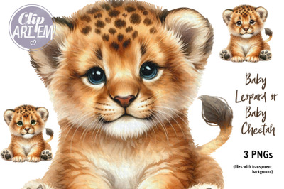 Baby Leopard 3 PNG image, Cheetah Cub Clip Art for nursery baby shower