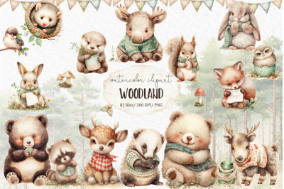Woodland animals clipart PNG
