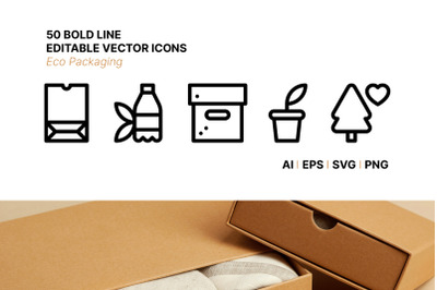50 eco packaging icons