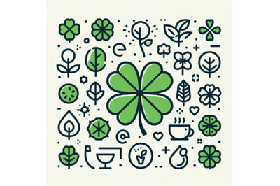 12 Leaf clover icons. Saint patri bundle