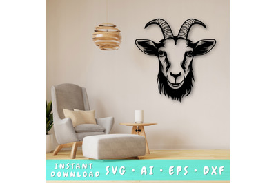 Goat Laser SVG Cut File, Goat Glowforge File, Goat DXF, Goat Wall Art