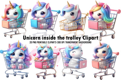 Unicorn inside the trolley Clipart