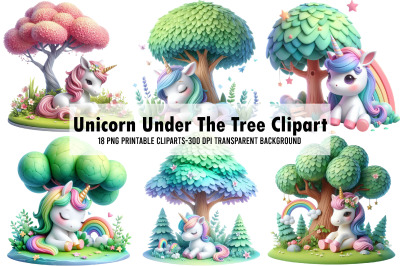 Unicorn Under The Tree Clipart