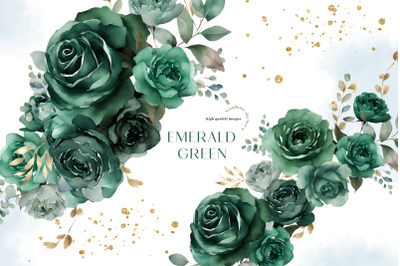 Emerald Green Flowers Bouquets Clipart, Emerald Green Floral