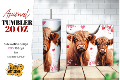 Animal tumbler sublimation. Mom and baby highland cow design