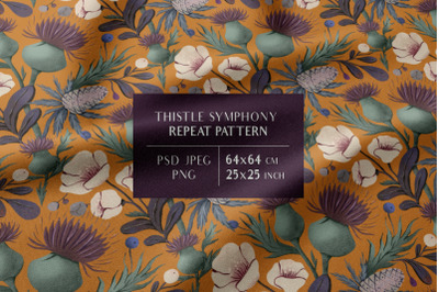 Blooming Thistle Floral Repeat Pattern PSD