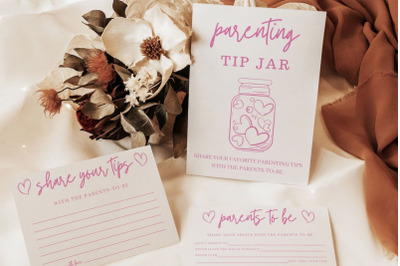 Parenting Tip Jar Sign and Advice Card for The Parents To Be